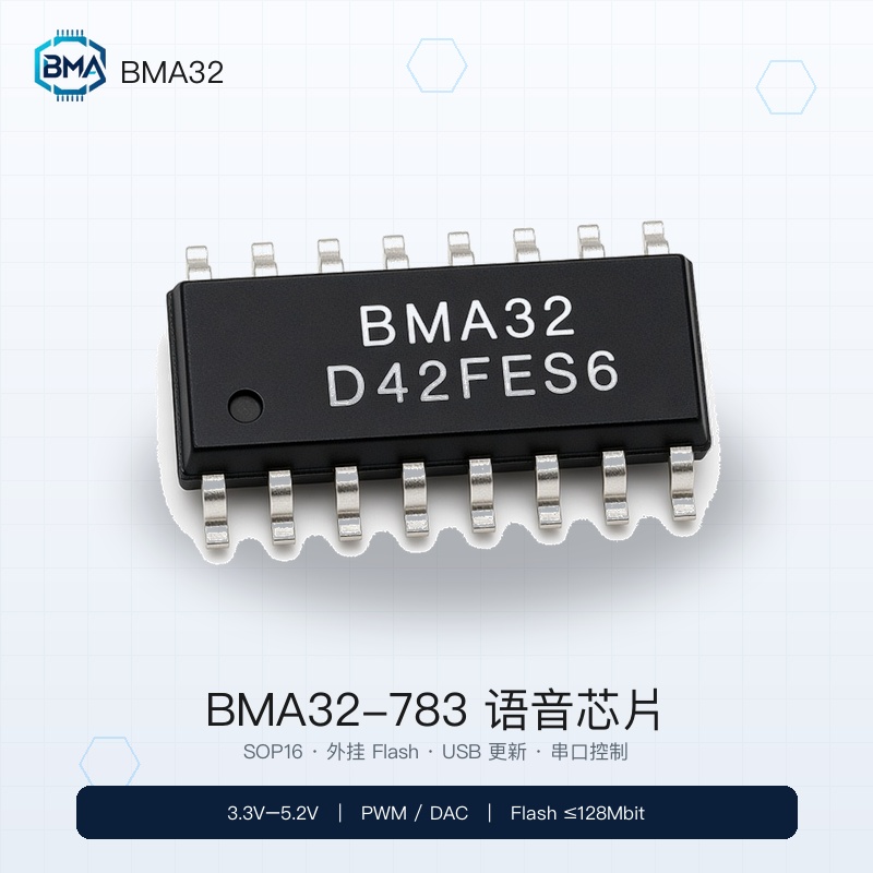 BMA32-783串口控制语音播放，UART点播USB下载语音